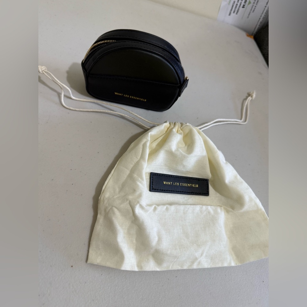 WANT Les Essentiels Black Leather Coin Pouch with Dust Bag